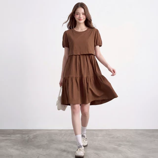 Nitan (นิทาน) เดรสให้นม ชุดคลุมท้อง รุ่น Candy Rain Maternity and Nursing Dress (เนื้อผ้า Cotton 100%)