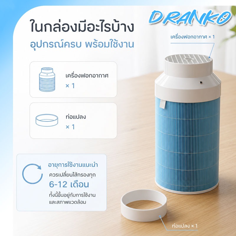 เครื่องฟอกอากาศ HEPA กรองสามารถใช้ 1 2 3 2S 2H 3H Pro 2C 3C กําจัดควันฟอร์มาลดีไฮด์ pm2.5 PT- DIY139108-LF
