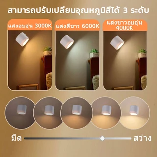 โคมไฟตั้งโต๊ะ LED รุ่นใหม่2026 โคมไฟแม่เหล็ก การหมุน360° ปรับได้ 3 แสง ปุ่มชาร์จ USB ไฟข้างเตียง ไฟอ่านหนังสือ ไฟติดห้อง