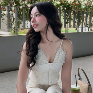 Ivory Lace Dream Top ♡ เสื้อสายเดี่ยว งานปัก 3D ดีไซน์สวยมาก 🌷 ดีเทลแน่น สายปรับได้