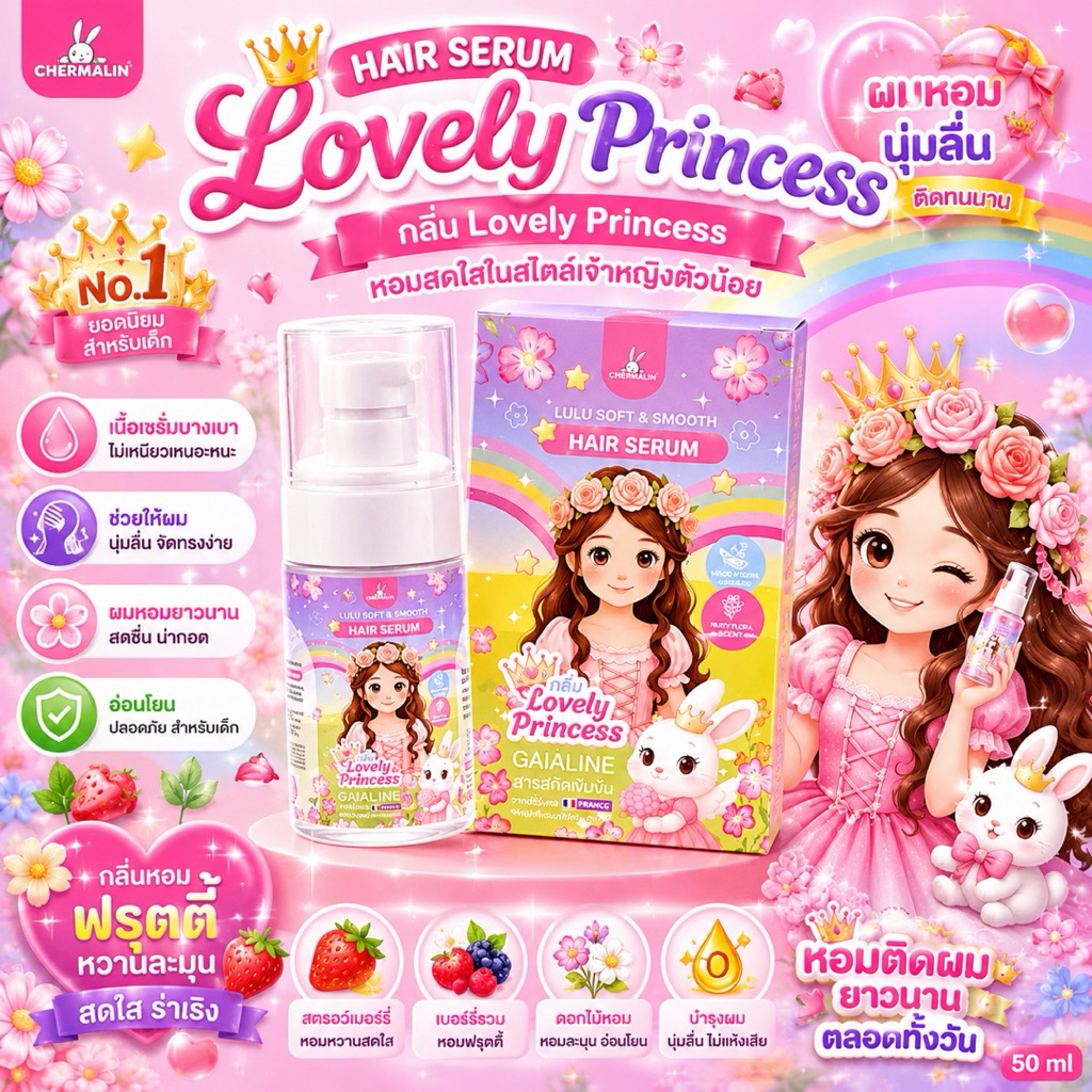 กลิ่นใหม่ !!Chermalin Lulu Soft & Smooth Hair Serum – กลิ่น Lovely Princess กลิ่นเจ้าหญิง