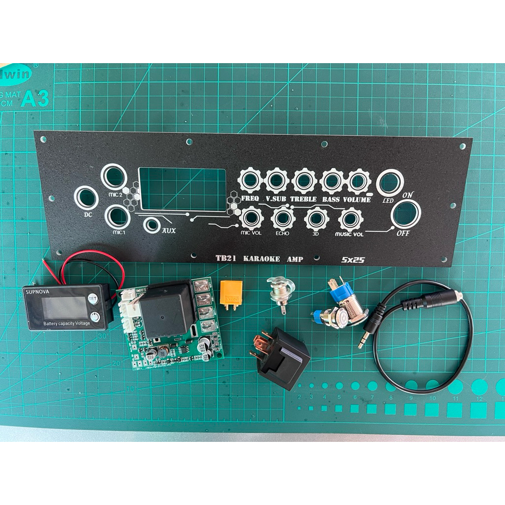 ชุดเพลทพร้อมอุปกรณ์ คาราโอเกะ TB21 ST21 AMP ขนาด 5x25-6x26 สวิตช์ VIP จอสี พร้อมรีเลย์ 40A  หรือ ซอร