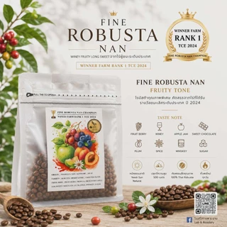 เมล็ดกาแฟ Fine Robusta Nan Winner Fram Rank 1 TCE 2024 / 86.63 คะแนน Yeast+SCM+Cold ferment Process