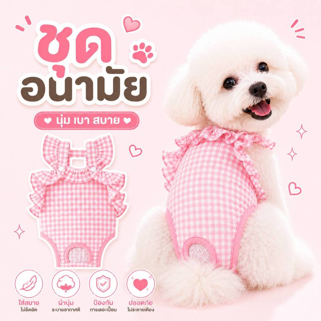 ชุดอนามัยสุนัข เอี๊ยมอนามัยสุนัข สำหรับสุนัขเป็นฮีท