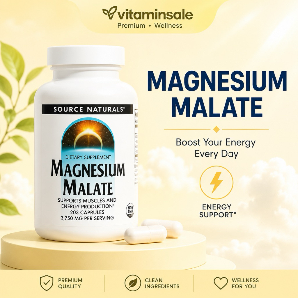 Source Naturals Magnesium Malate 3750mg 200 แคปซูล แมกนีเซียมดูดซึมดี พร้อมกรดมาลิก