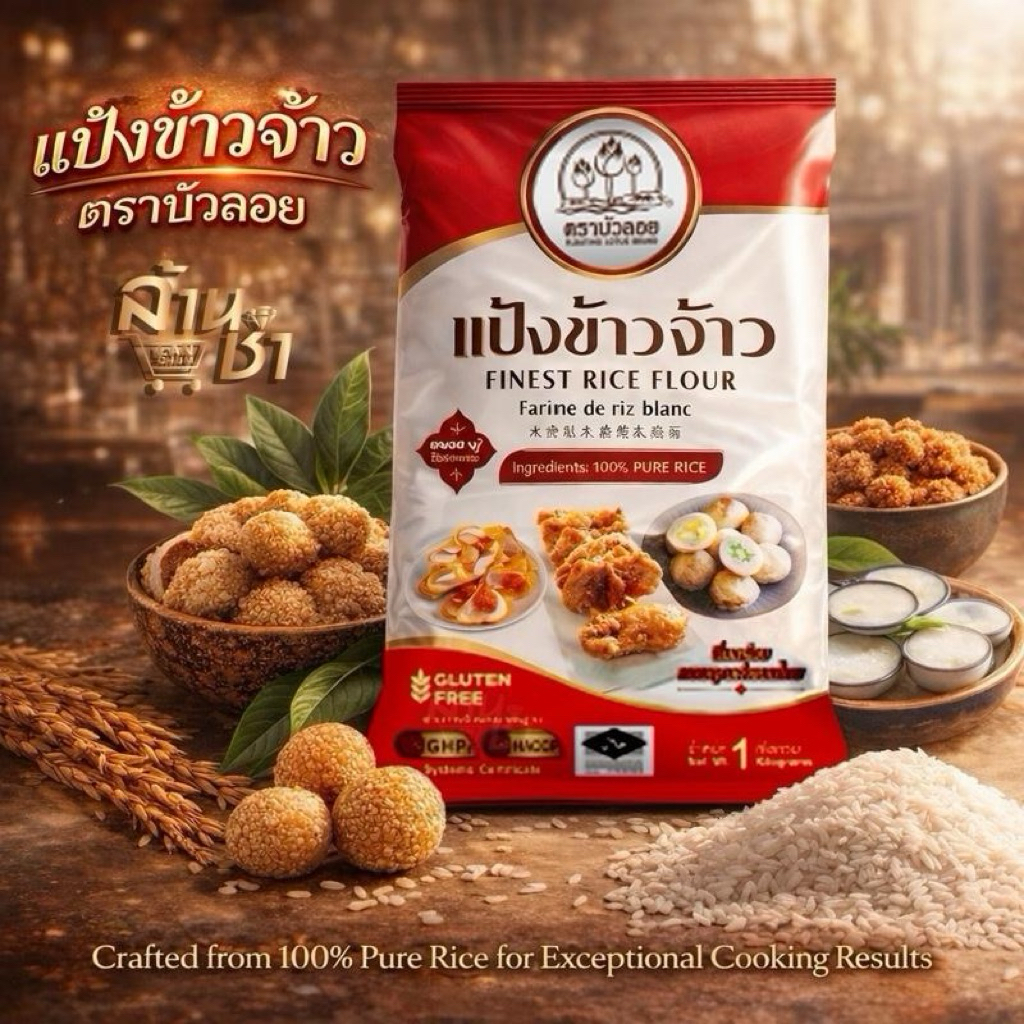 (ยกลัง) แป้งข้าวจ้าว ตราใบหยก 1 kg. x 10 ถุง