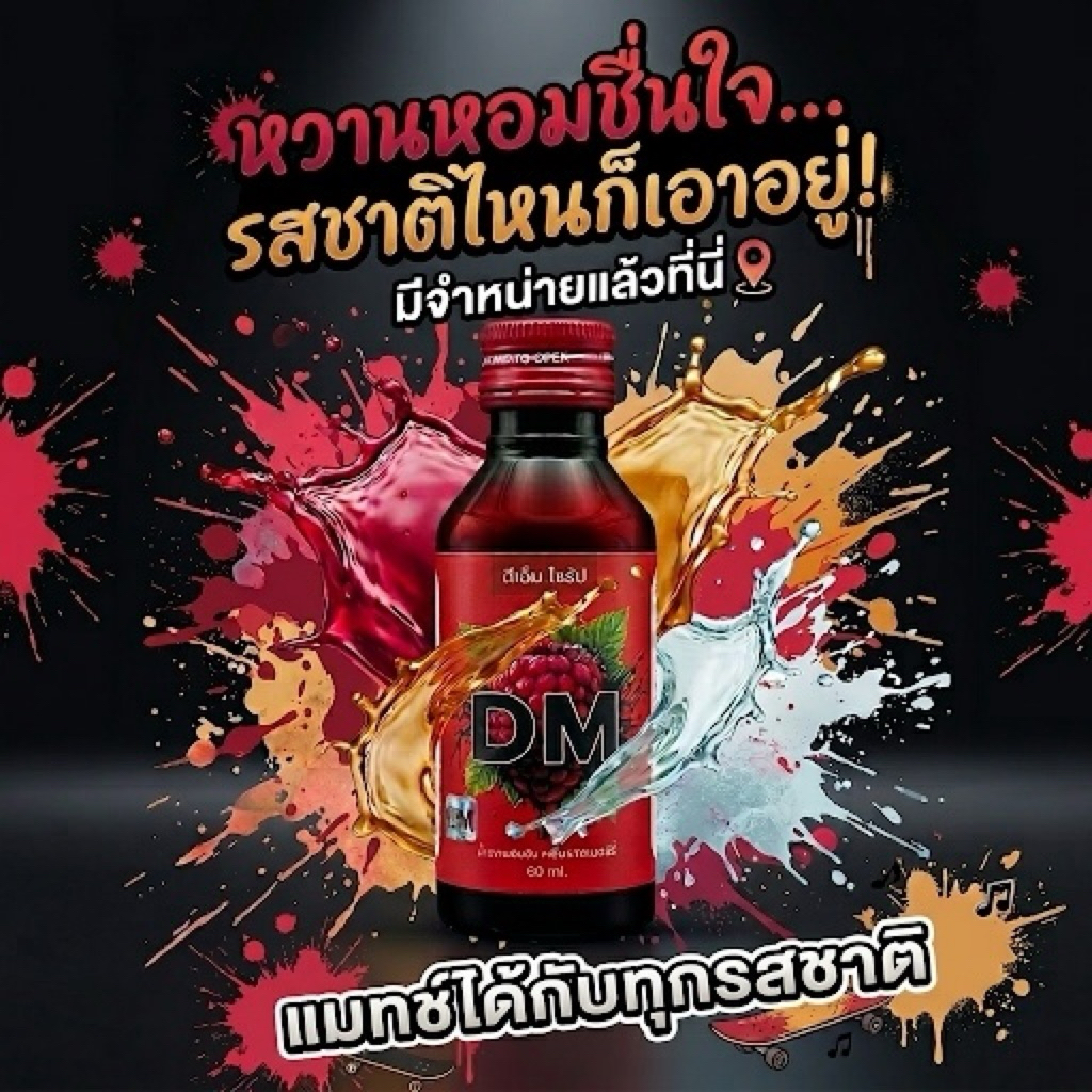 Dm น้ำเชื่อมเข้มข้น กลิ่นราสเบอร์รี่ ของแท้