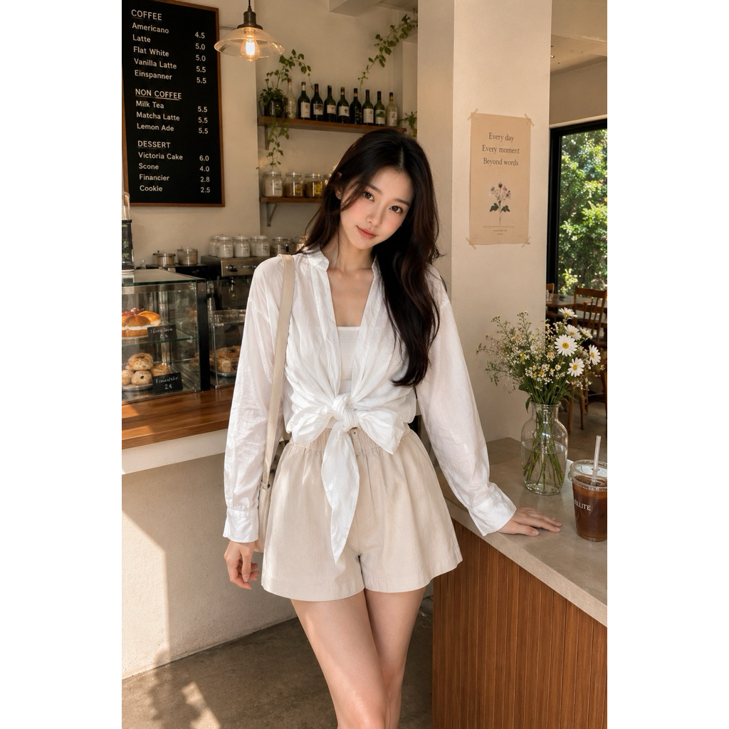 เสื้อสีขาว flat2112 มือสอง Freesize