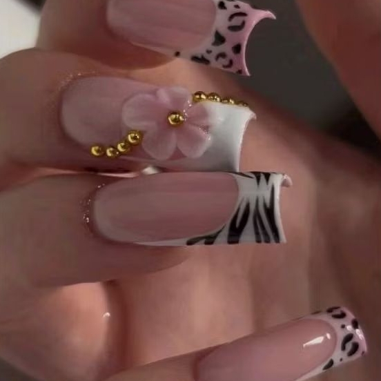 🦓🌸Press on nails | Summer nails design, handmade press on nails (Please message me in chat to change