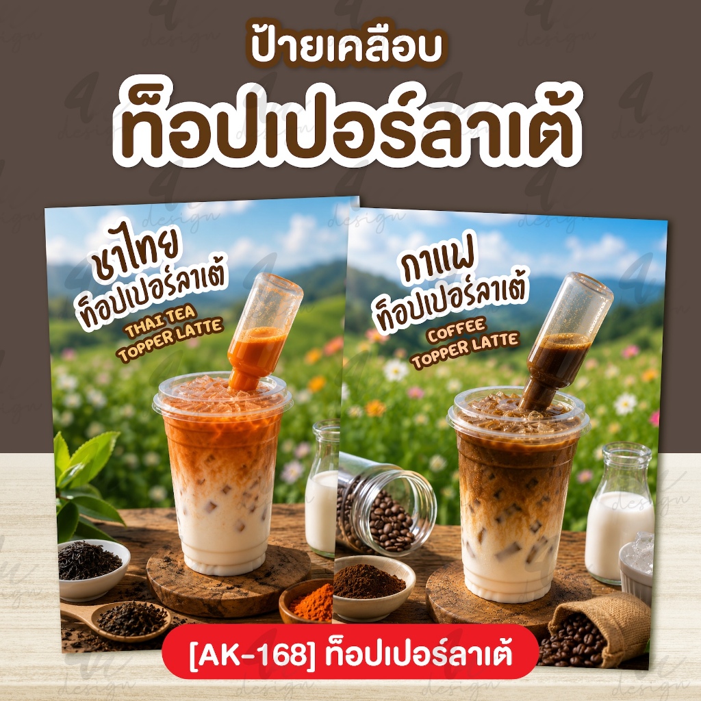 ป้ายเคลือบ ท็อปเปอร์ลาเต้ (AK-168)