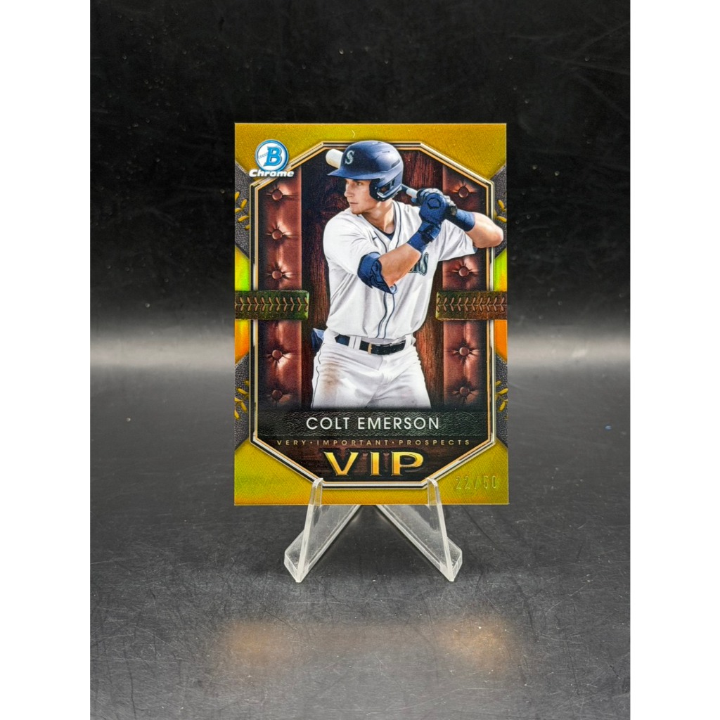 Colt Emerson 2025 Bowman Chrome Baseball Very Important Prospects VIP Gold Refractor 22/50