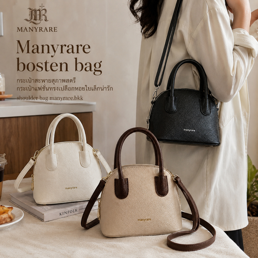 Manyrare bosten bag กระเป๋าสะพายสุภาพสตรี กระเป๋าแฟชั่นทรงเปลือกหอยใบเล็กน่ารัก shoulder bag manyrare.bkk