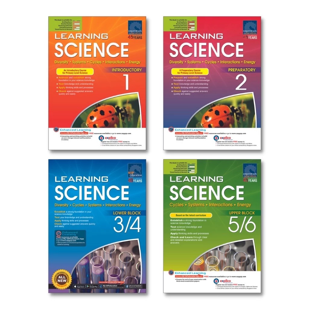 SAP Learning Science P1-P6 แบบฝึกหัดวิทยาศาสตร์ภาษาอังกฤษ ประถม หลักสูตรสิงคโปร์ มีเฉลย