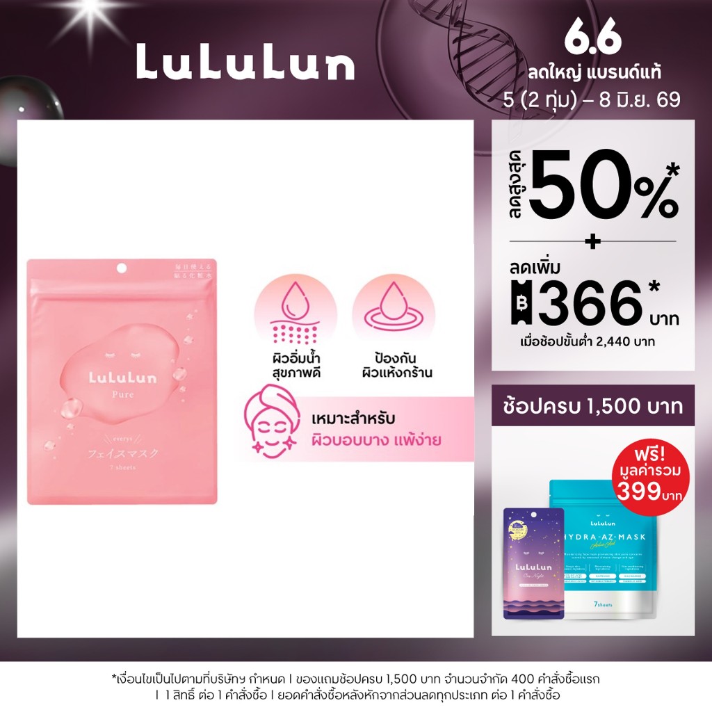 (ซอง 7 แผ่น) LuLuLun Pure Pink Face Mask ลูลูลูน แผ่นมาสก์หน้า สูตรปรับสมดุลผิว เพียว บาลานซ์ ปรับสูตรใหม่