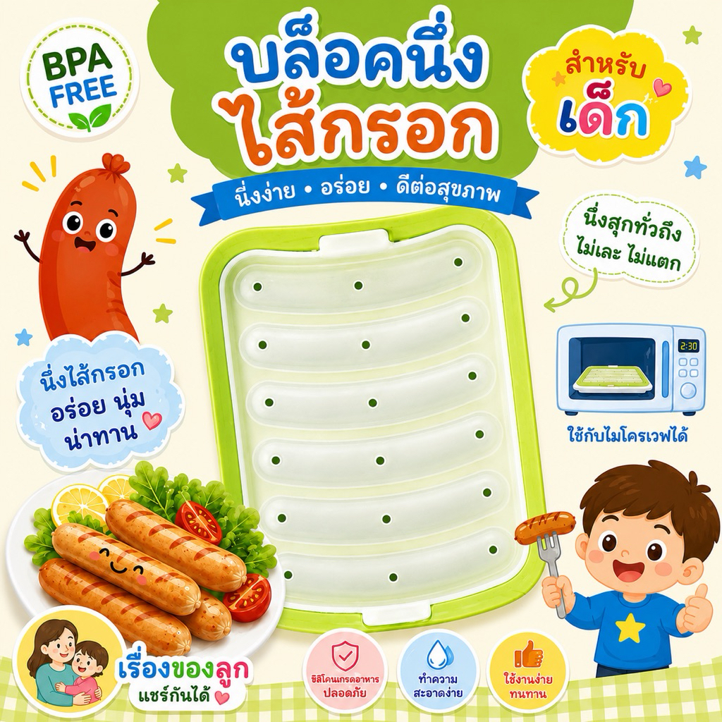 บล็อคไส้กรอก ซิลิโคน BPA Free (เรื่ิองของลูกแชร์กันได้)