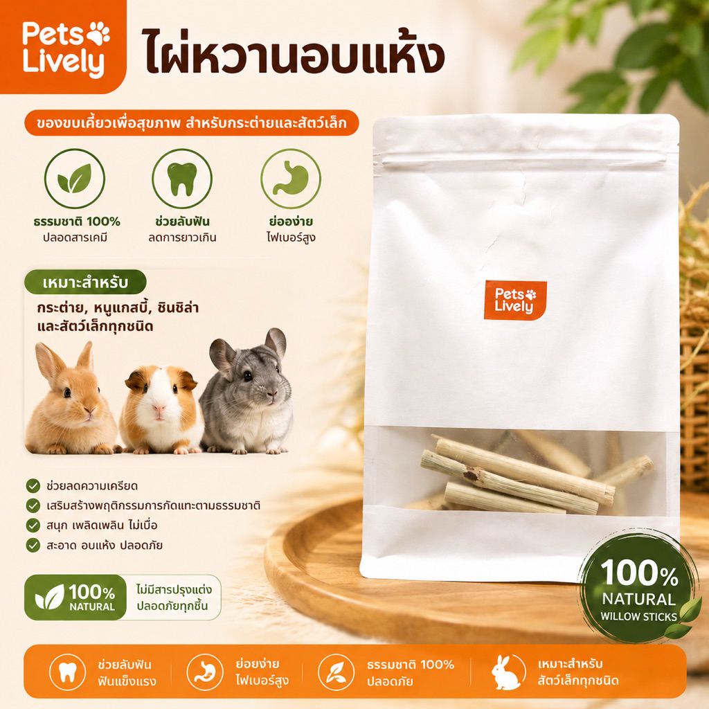 ไผ่หวาน 200 g สำหรับกระต่าย ชินชิล่า