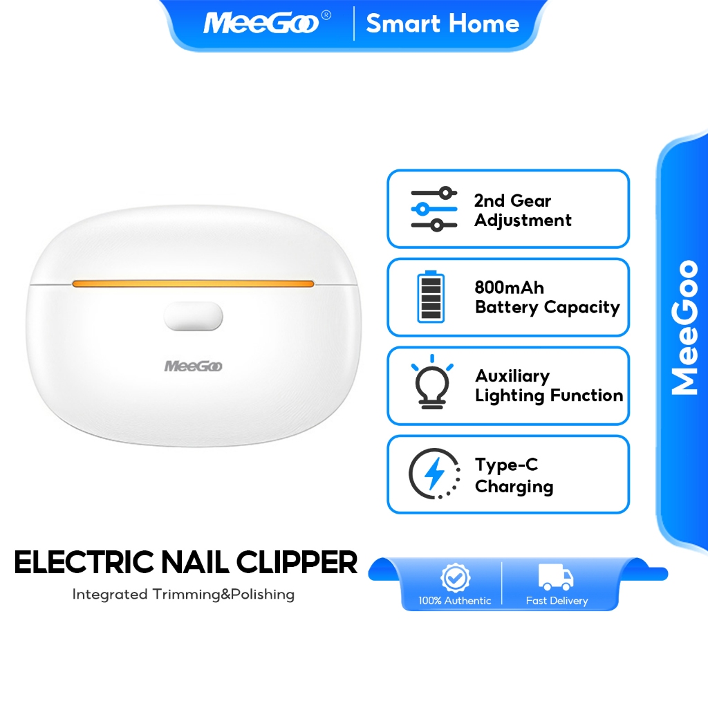 MeeGoo กรรไกรตัดเล็บไฟฟ้า พร้อมแสงไฟ ขัดเล็บ Electric Nail Clipper สําหรับเด็ก และผู้ใหญ่