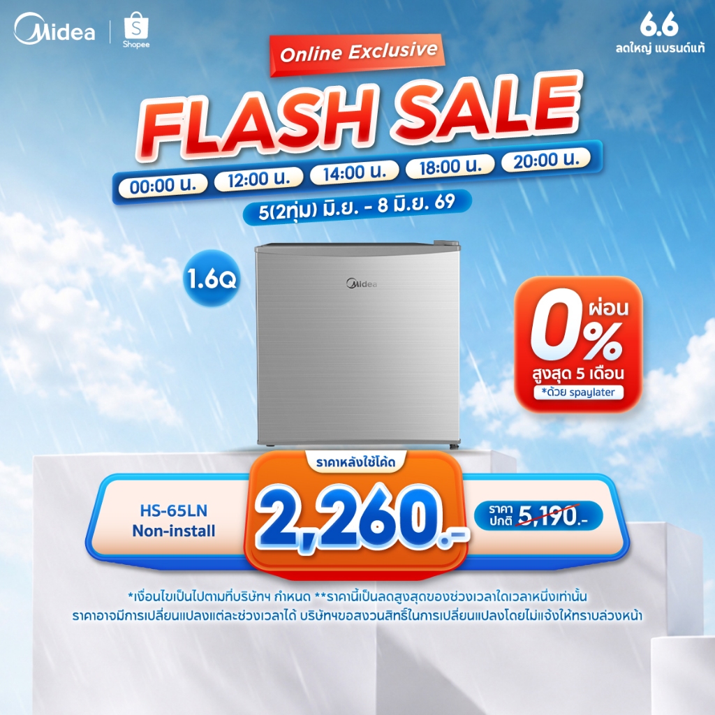 Midea ตู้เย็นมินิบาร์ ไมเดีย ความจุ 1.6Q (45 ลิตร) รุ่น HS-65LN *รับประกันสินค้า 3 ปี / Compressor 5 ปี