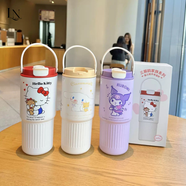 แก้วน้ำ Sanrio แก้วน้ำเก็บความเย็น จุ850ml สแตนเลส316 มีหูหิ้วงานสวยน่ารัก ส่งจากไทย