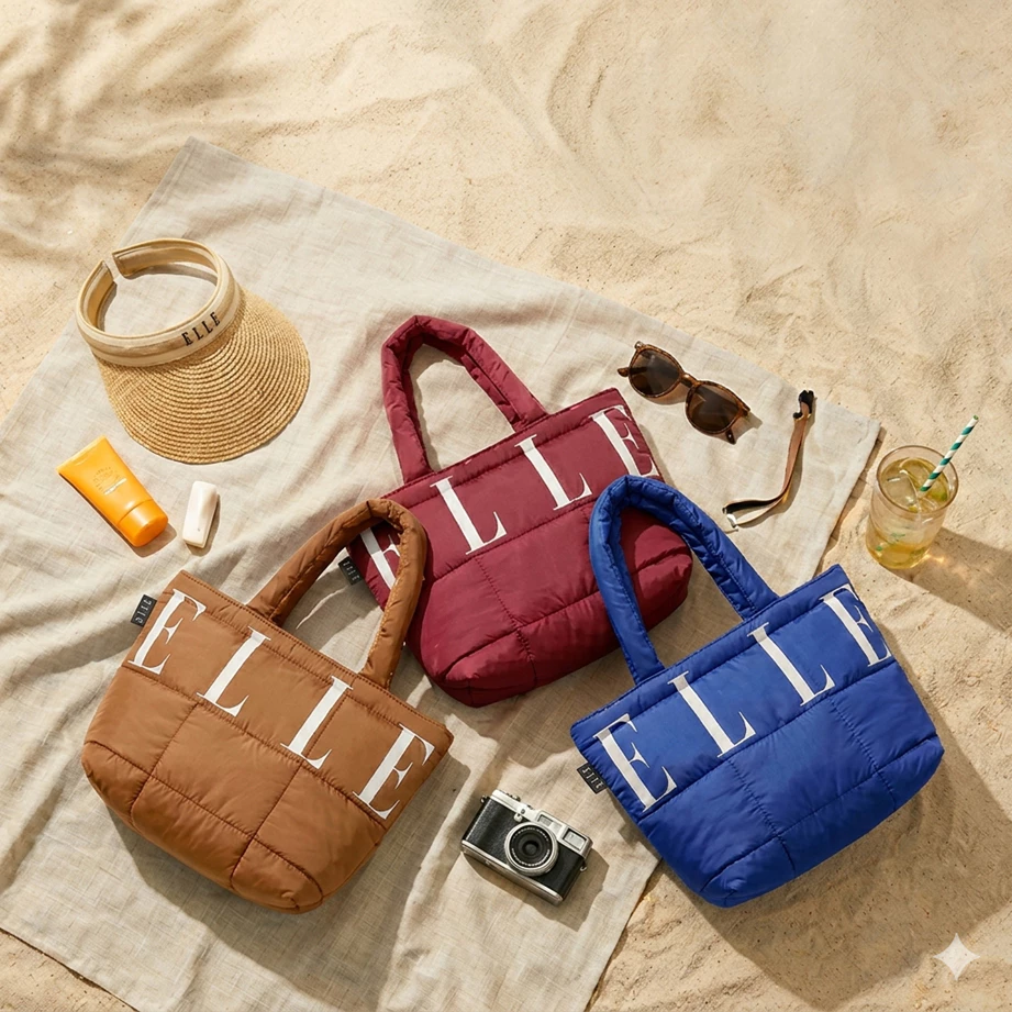 ELLE กระเป๋าผ้า Puffy Bag Marshmallow ใบเล็ก สกรีน ELLE 8 สี รุ่น H8H012