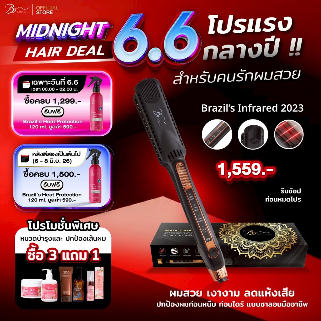 [รองรับไฟได้ทั่วโลก ] Infrared Wet to dry Hair Straightener In Black Titaniumเครื่องหนีบอินฟาเรด