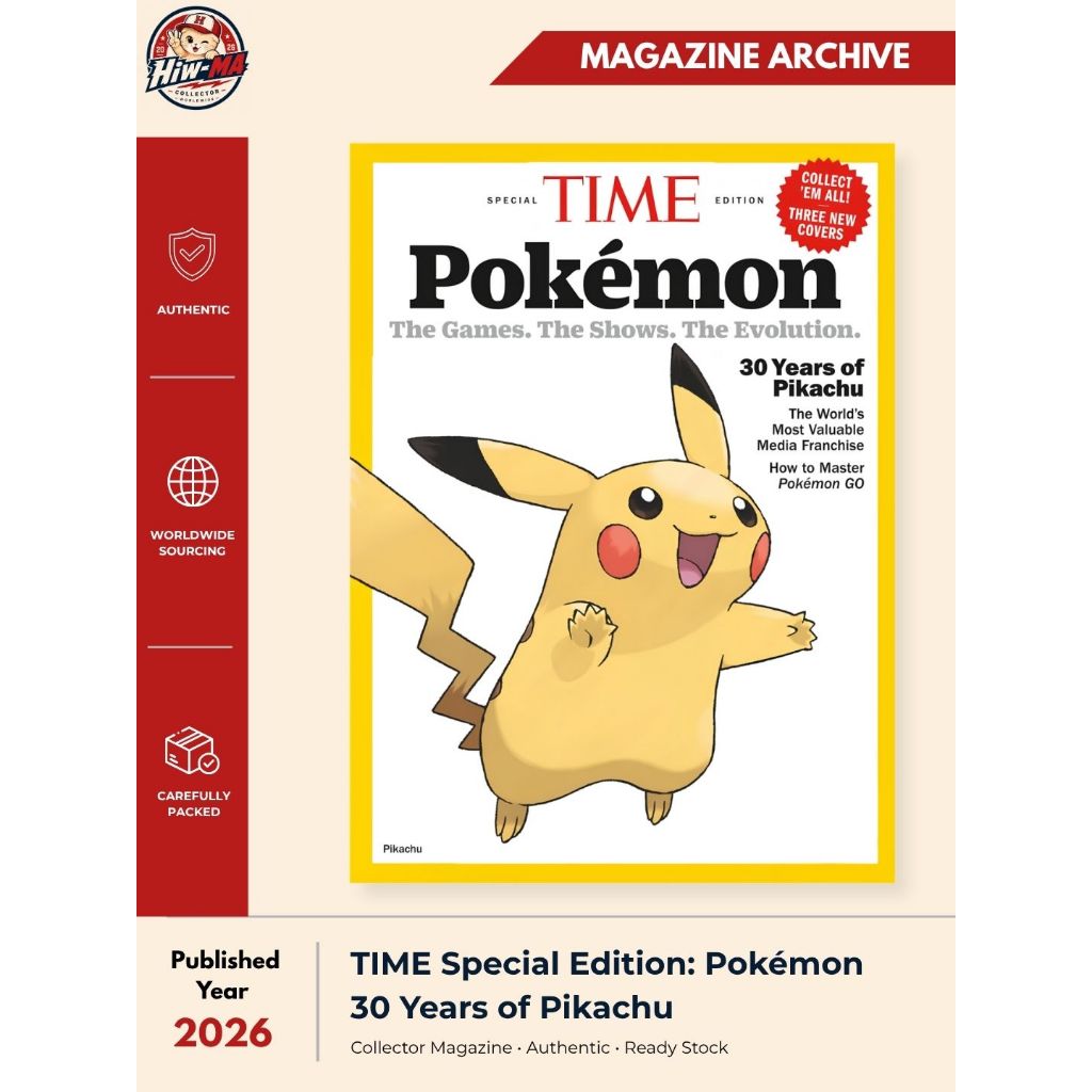 ✨ พร้อมส่ง —สภาพ Near Mint นิตยสาร TIME Special Edition: Pokemon 30th Anniversary Magazine หน้าปก Pi
