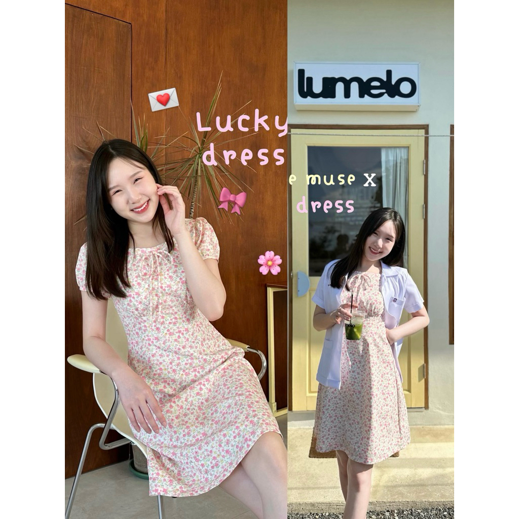 (พร้อมส่ง) mdd.co 🍀Lucky Dress | เดรสลายดอกไม้ minimal สไตล์เกาหลี ใส่ทำงาน/คาเฟ่