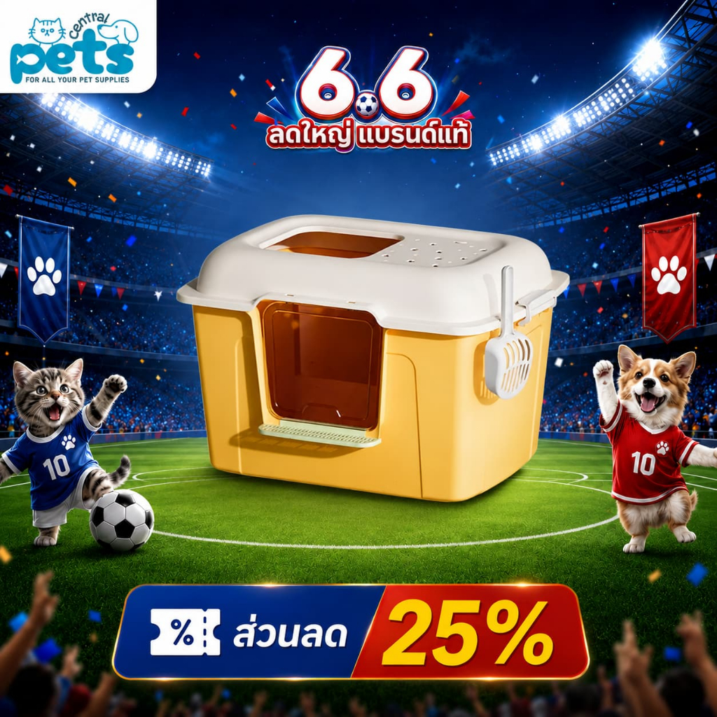 【ลดเหลือ 429】PETCENTRAL กระบะทรายแมวจัมโบ้ 60/80cm ทรงโดม ทางเข้าออก 2 ทาง ห้องน้ำแมว Cat Litter Box