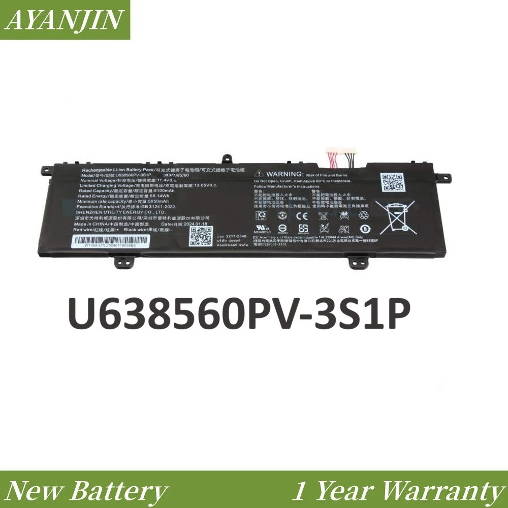 U638560PV-3S1P Laptop Battery for ACER Lite 16 AL16-51P AL16-52P N24G1