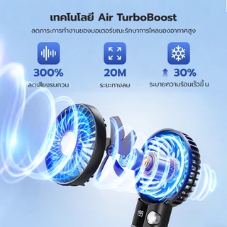 fofox HF15 พัดลมพกพา 6000mAh พัดลมมือถือความเร็วสูง ลมแรง 199 ระดับ ความเร็ว หน้าจอ LED พัดลมมือถือ มินิแฟน