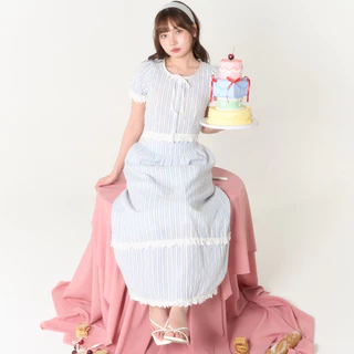 (S-3XL) CHAWY Sugar stripe set 🌷✨ C4099 กดแยกช้ิน เสื้อ กระโปรง