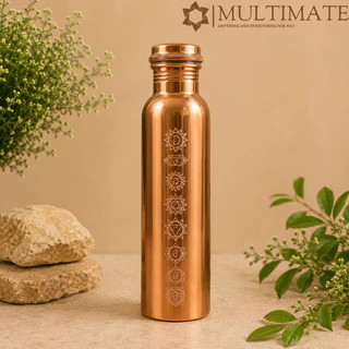 ขวดน้ำทองแดงแท้ 100% ลายตอก Pure Copper Hammered Copper Bottle