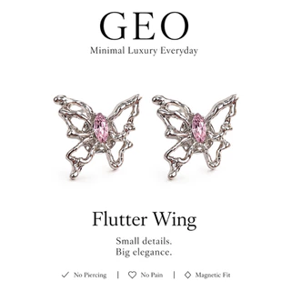 GEO ต่างหูแม่เหล็ก FAIRY KNOT COLLECTION | Butterfly Pink / Heart Bow Pink / Princess Bow Pink | No Piercing Magnetic Ea