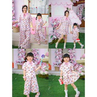 ชุดคู่แม่ลูกลายเจ้าหญิงสวยมาก จะใส่คู่ ใส่เดียวน่ารักมาก สีละมุนสึดๆ