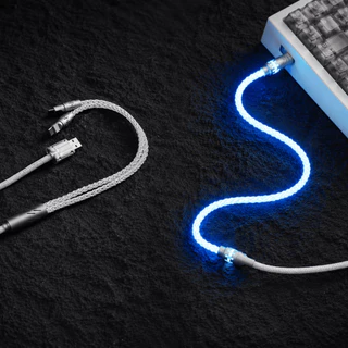 สายถัก Custom Coiled Cable 1-to-2 Crystal Copper Cable 8k Polling rate USB Type C to A แถมฟรีพร้อมกระเป๋า
