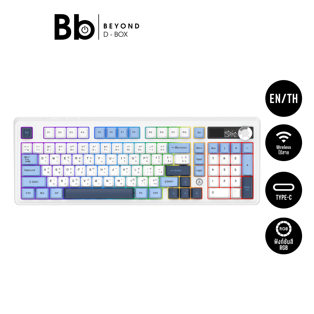 คีย์บอร์ดเกมมิ่ง Ajazz AK980 V2 LCD Cloud High Silent Switch by BB Beyond D-Box