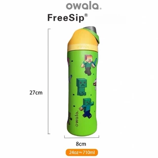 Owala FreeSip ลาย Minecraft ขวดน้ำขนาด 16oz/24oz/32oz กันหก ไม่มี BPA