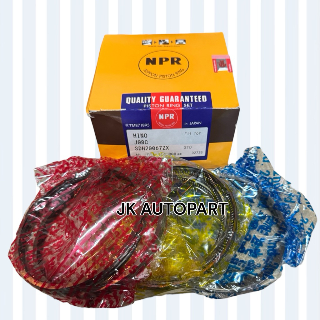 SDH20067 แหวนลูกสูบ HINO MEGA JO8C รุ่น 3แหวน ยี่ห้อ NPR แท้ๆ แหวนลูกสูบฮีโน่เมก้า/RIIGH.
