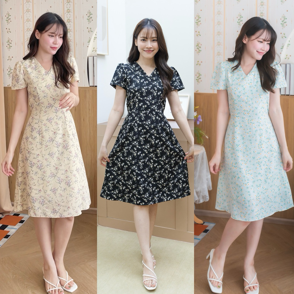 ✨👗 Lady dress   เดรสคอวี เดรสใส่เที่ยว ใส่ทำงาน ผ้าพริ้ว นุ่ม ลื่น มีซับในทั้งตัว (ตัดสั้นฟรี ระบุในหมายเหตุ)