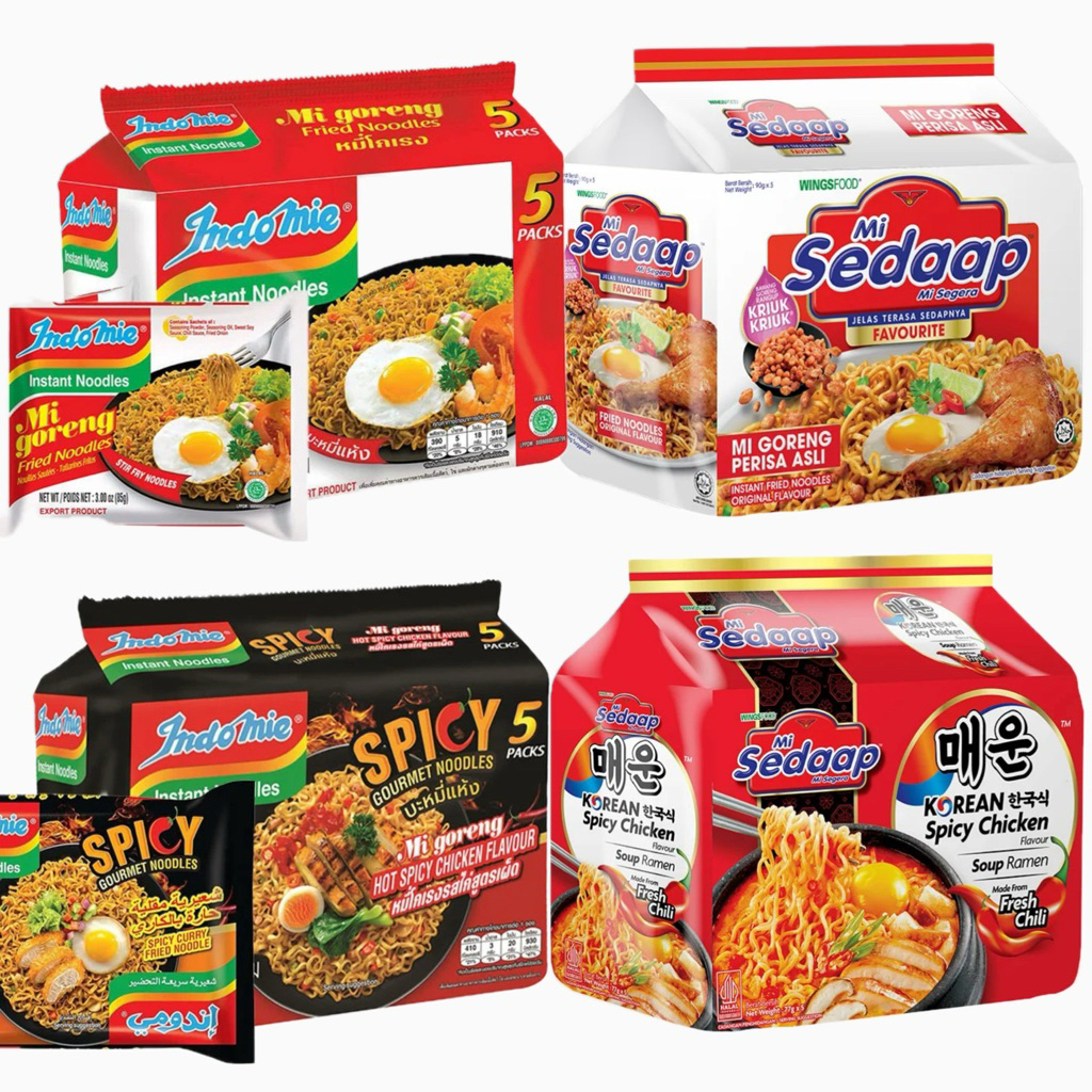 [ยกแพ็ค 5 ซอง] อินโดมี Indomie หมี่ซีดาพ Mi Sedaap บะหมี่กึ่งสำเร็จรูปอินโดนีเซีย มีฮาลาล หมี่โกเร็ง  ขนาด 83g-90g