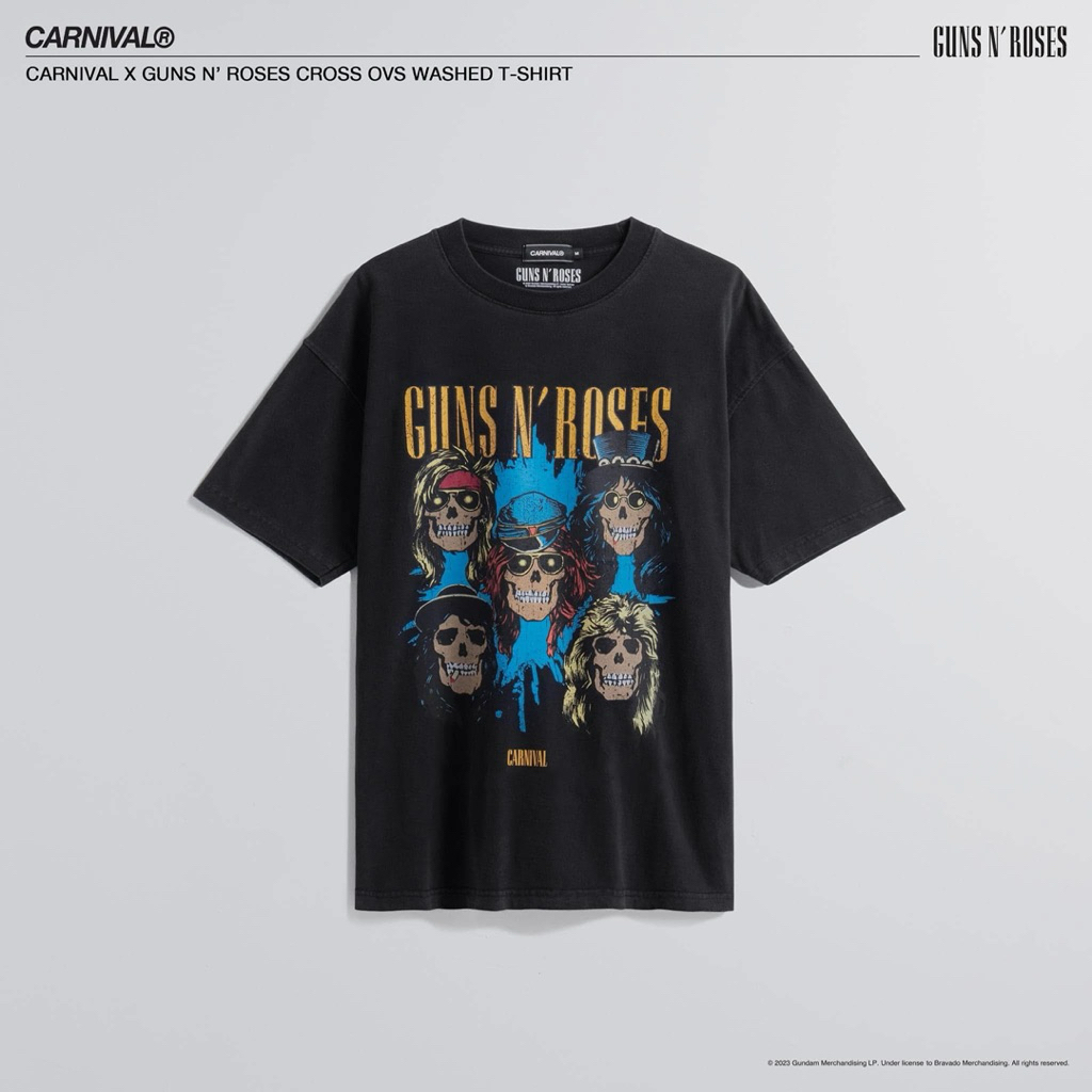 (💯มือ1ของแท้พร้อมส่ง)(🚛กทม.ส่งด่วน) CARNIVAL X GUNS N ROSES CROSS OVS T-SHIRT