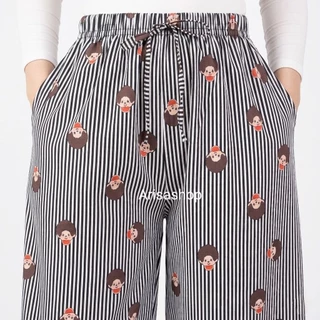 กางเกงขายาวลายMonchhichi ผ้าไหมญี่ปุ่นแท้🇯🇵 มีหลายสี พร้อมส่งในไทย