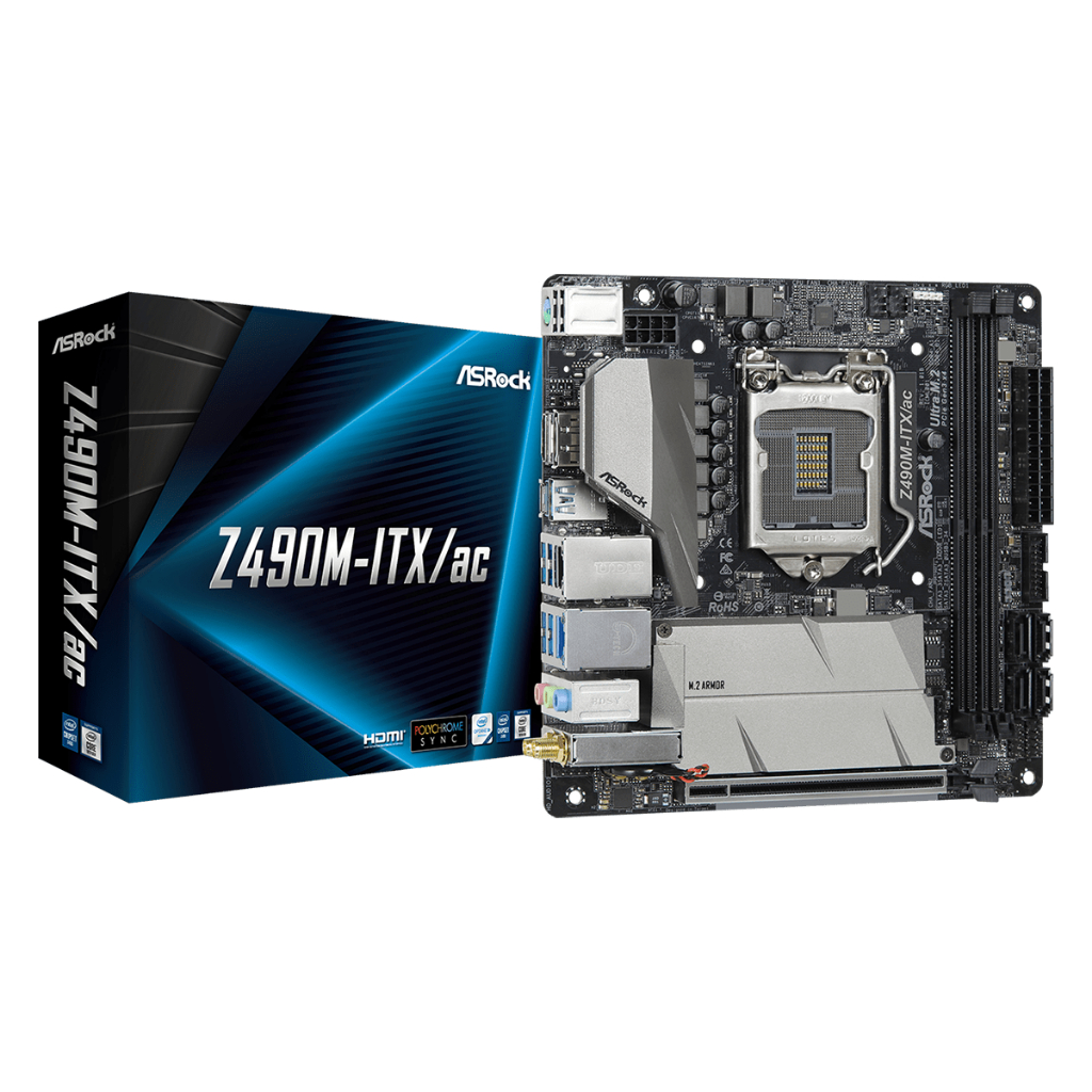 MAINBOARD (เมนบอร์ด) 1200 ASROCK Z490M-ITX/AC WIFI [Mini-ITX] ตัวท็อป พร้อมส่ง