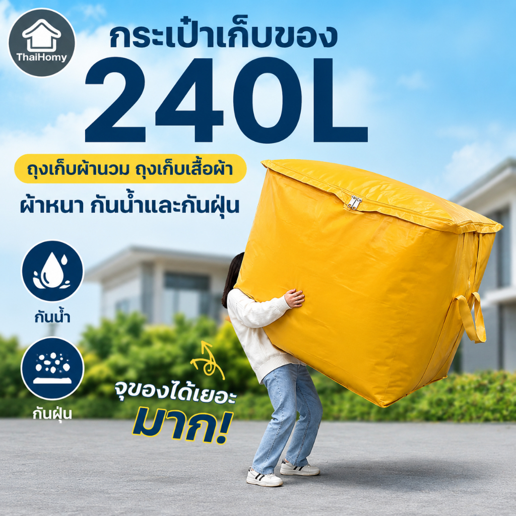 ถุงใส่ของขนาดใหญ่พิเศษ 240L กระเป๋าเคลื่อนย้าย กระเป๋ากระสอบ อเนกประสงค์ ความจุขนาดใหญ่ คุณภาพดี ส่งเร็ว พร้อมส่ง