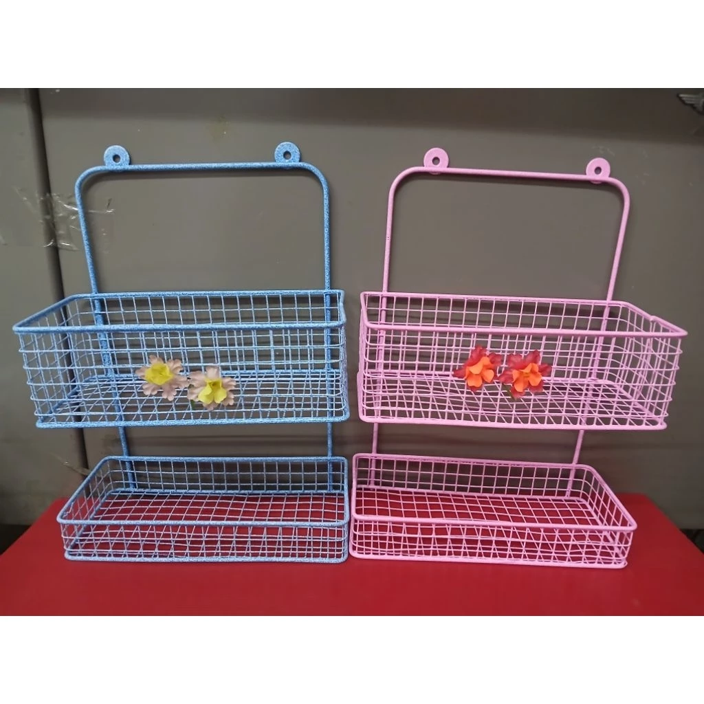 ชั้นวางของแบบแขวน 2ชั้น คละสี มีสีชมพูกับสีฟ้า