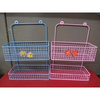 ชั้นวางของแบบแขวน 2ชั้น คละสี มีสีชมพูกับสีฟ้า