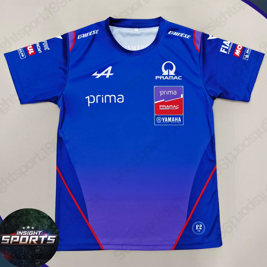 เสื้อ motogp เสื้อโมโตจีพีคอกลมแขนสั้นทีม พรีม่า ยามาฮ่า 2026 #MG0302 พิมพ์ทั้งตัว ไซส์ S-5XL: insightsport1995