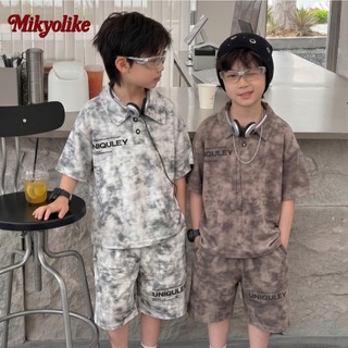 2-14 ปี ชุดเสื้อโปโลเด็ก สไตล์เกาหลี ใหม่ เด็กชาย คอกลม เสื้อแขนสั้น และกางเกงขาสั้น ผ้าฝ้ายแท้ านุ่มใสสบายฯ
