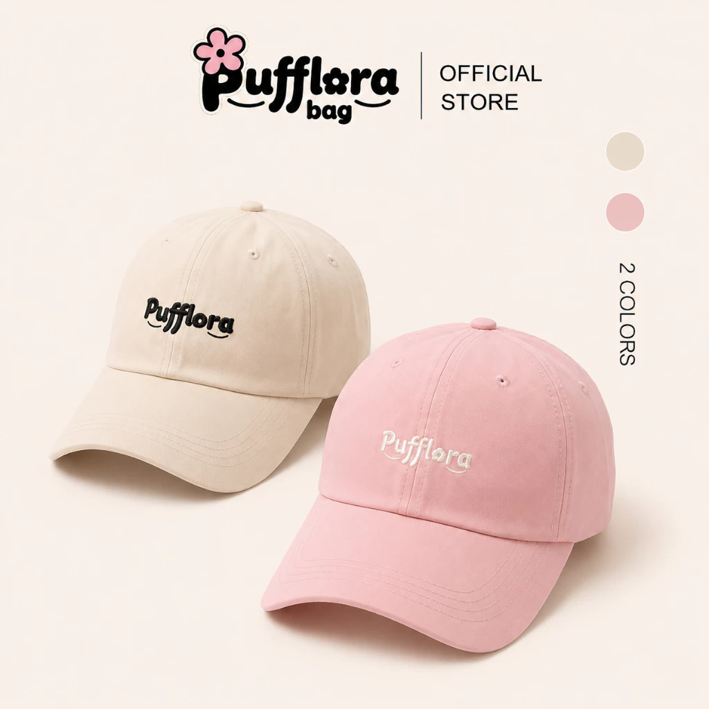 Pufflora หมวกแฟชั่น หมวกแก็ปผู้หญิง หมวกเบสบอล น้ำหนักเบา ใส่สบาย ไม่กดทับศีรษะ สายปรับระดับได้