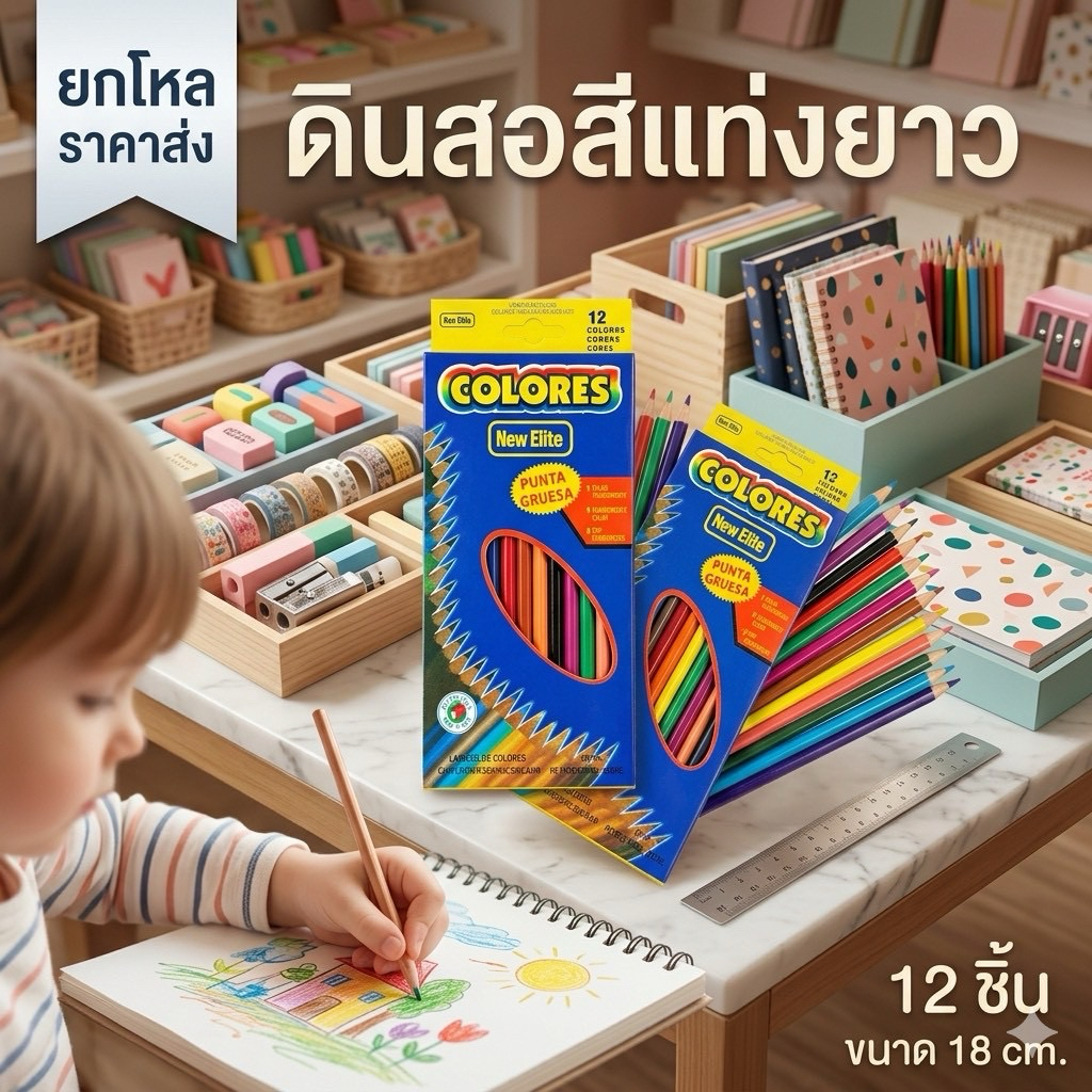 🌷ยกโหล 🌷 ดินสอสี 12 สี 12 กล่อง  ราคาส่ง